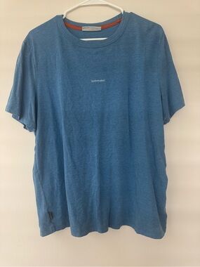 Icebreaker Men’s Blue Wool Cotton T Shirt Hiking Exercise Sz L